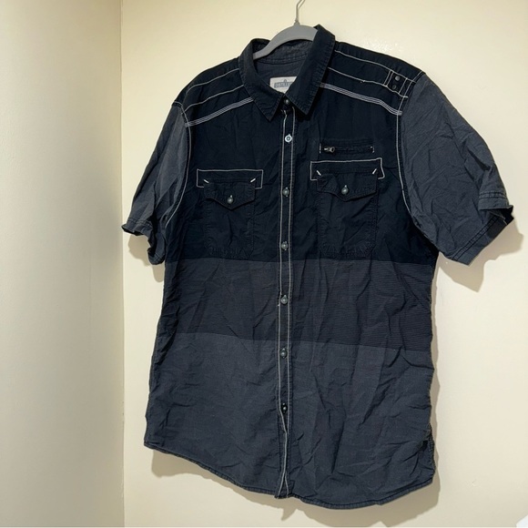 Men’s Distillery Brand Y2K Contrast Slight Grey Black Button Down Polo Size: XL - Picture 2 of 10